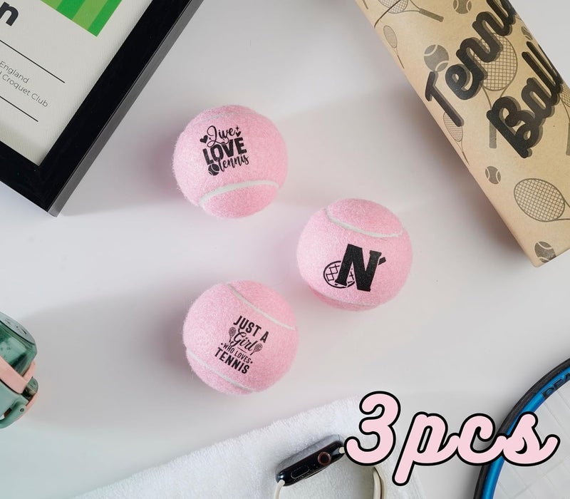 CybGene Tennis Gifts, Personalized Tennis Ball, Set of 3 Unique Tennis Balls with Gift Package, Perfect for Tennis Teammate, Partners - PNK - Image 3